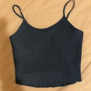 Double Zero Blue Ribbed Tank Top